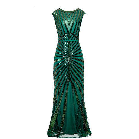 Vestido Largo Fiesta con Borde Sirena y Lentejuelas Brillantes - Image 2