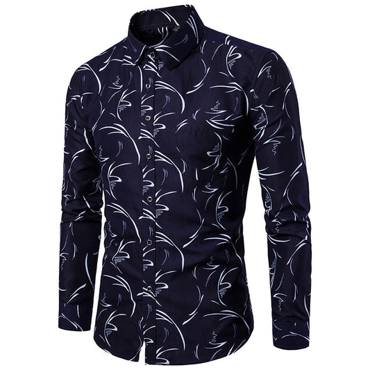 Camisa Estampada Manga Larga Slim Fit para Hombre - Image 2