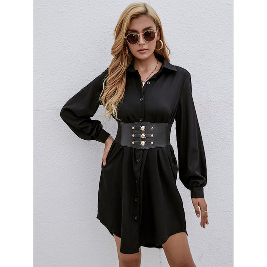 Vestido Camisero Largo con Cinturón para Otoño e Invierno - Image 2