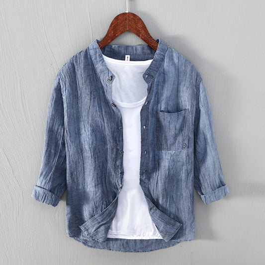 Camisa de Lino Estilo Oriental para Hombre - Diseño Casual y Cómodo - Image 2