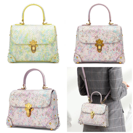 Bolso de Mano de Cuero con Patrón de Serpiente - Image 2