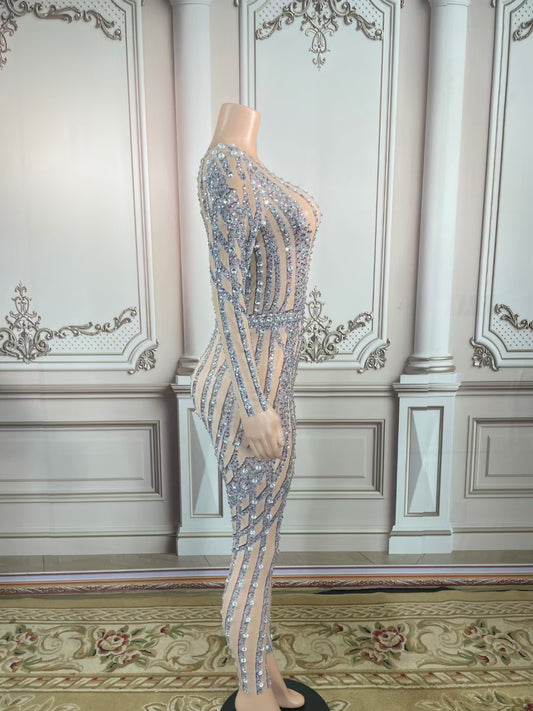 Body de Malla con Flecos y Cristales Brillantes - Image 2