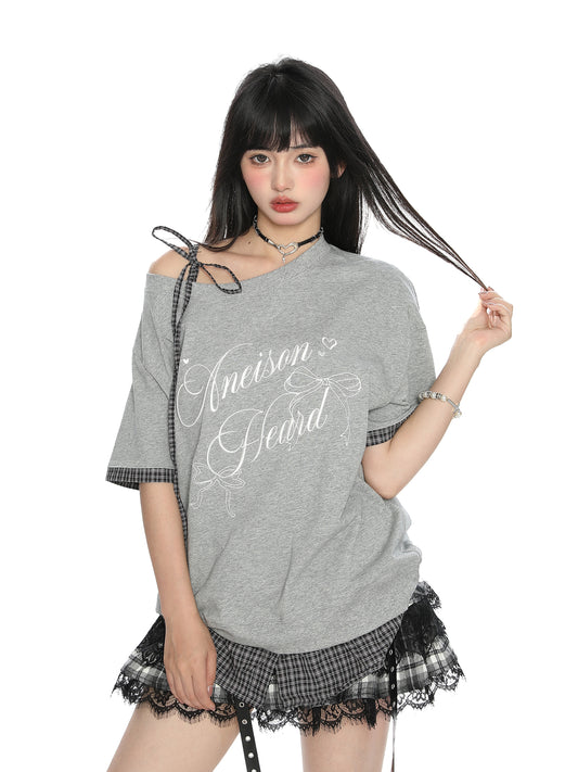 Camiseta Manga Corta para Mujer con Letras de Moño - Image 2