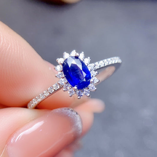 Anillo de Zafiro Natural Plata S925 para Mujer - Image 2