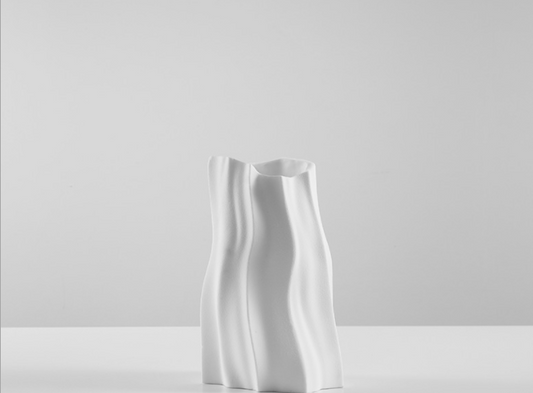 Jarrón Decorativo de Resina Blanca Minimalista para Flores Secas - Image 2