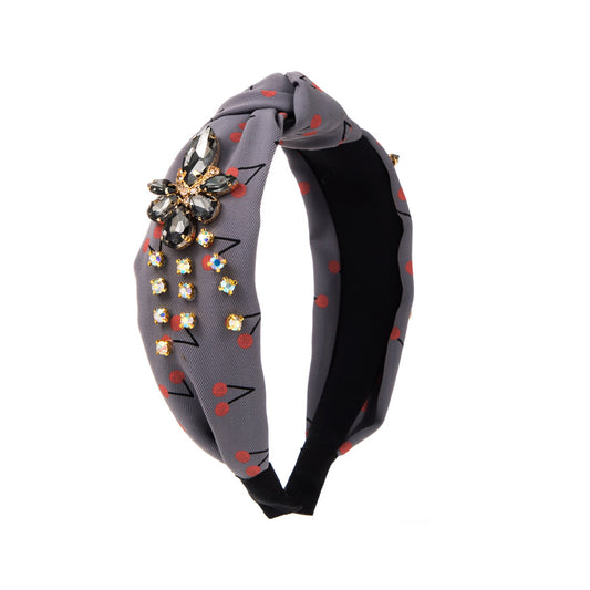 Diadema con Nudo Frontal Estampado de Cerezas - Accesorio de Moda Versátil - Image 2