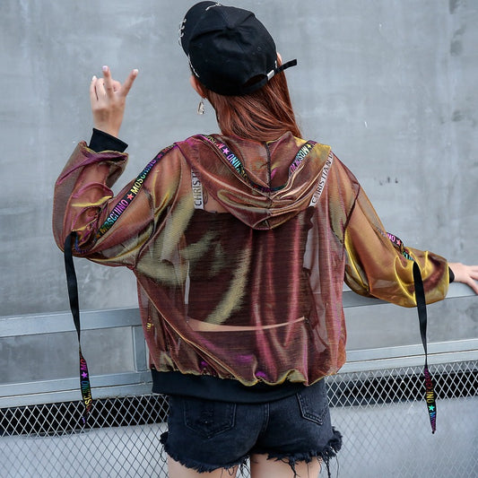 Chaqueta Beisbolera Suelta con Cintas para Mujer - Image 2