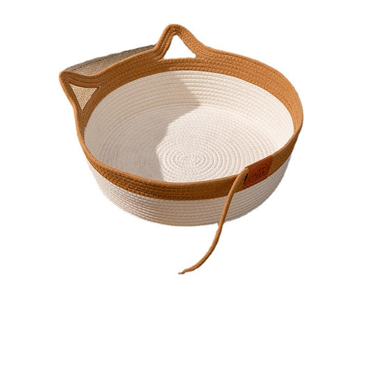 Cama Tejida para Gatos - Nido de Ratán y Lino Transpirable Cuatro Estaciones - Image 2