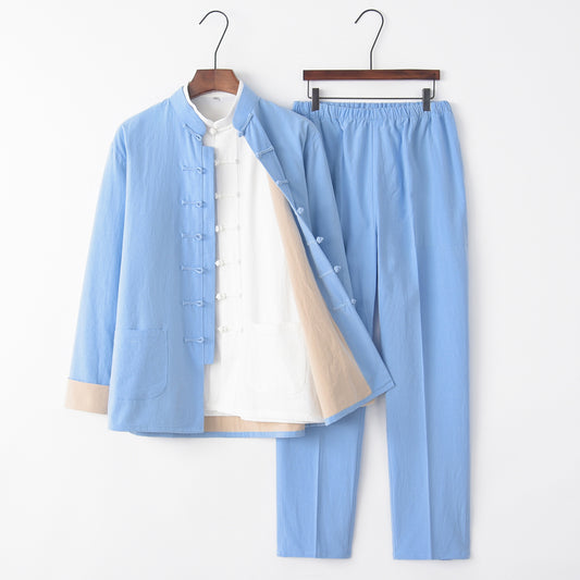 Traje Tres Piezas Slim Fit en Algodón y Lino para Hombre - Image 2
