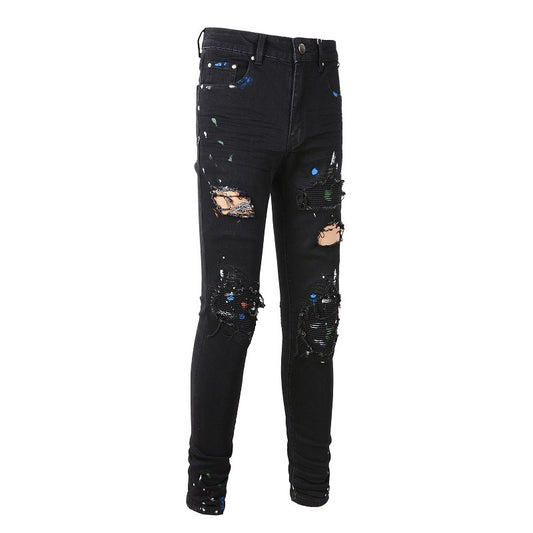 Pantalones Vaqueros Pintados Estilo Urbano para Hombre - Image 2