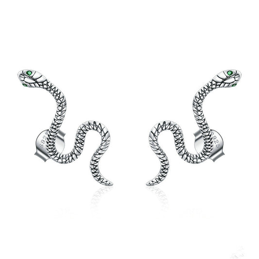 Aretes de Plata con Textura Serpiente y Signo Zodiacal Personalizados - Image 2