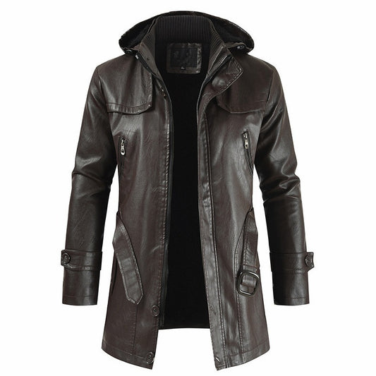 Abrigo de Cuero Largo para Hombre Talla Grande - Image 2