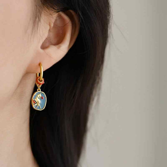 Aretes Dorados Flor Reversible Dos Caras - Image 2