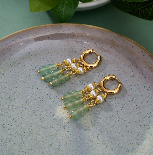 Aretes Retro Lujo Ligero con Perlas en Gota de Agua - Image 2