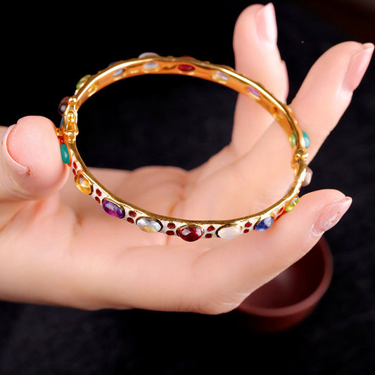 Pulsera de Plata con Gemas de Colores y Esmalte - Image 2