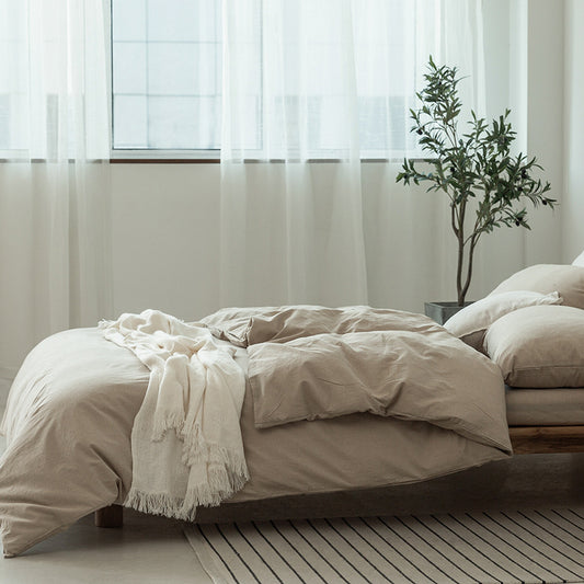 Juego de Cama 4 Piezas Algodón Teñido Lavado Estilo Minimalista Japonés - Image 2