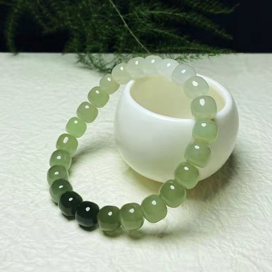 Pulsera de Jade Hetian Natural con Degradado de Agua Cristalina - Image 2