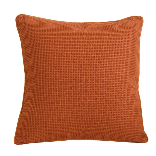 Funda de Almohada Cuadros Naranja en Algodón y Lino - Image 2