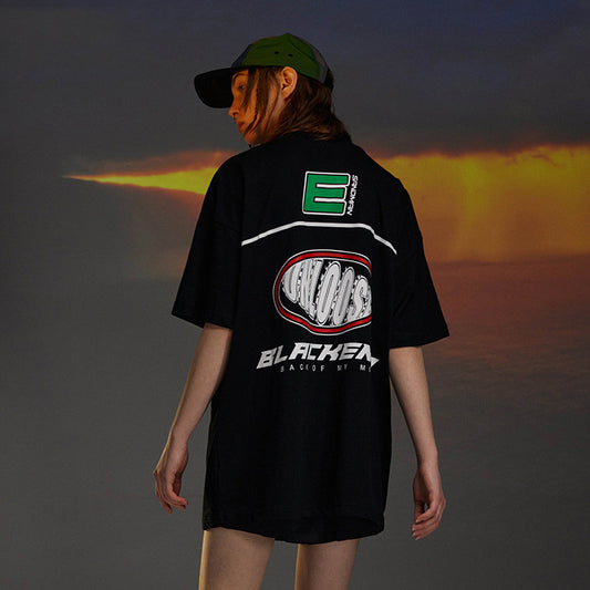 Camiseta Suelta Cuello Redondo Estampado Racing Unisex - Image 2