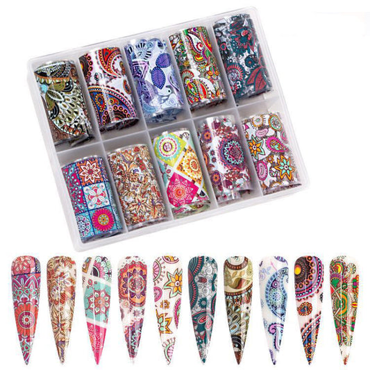 Adhesivos Decorativos Translúcidos con Diseños de Flores y Estrellas para Uñas - Image 2