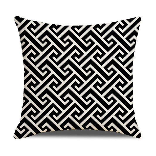 Funda de Almohada Lino Geometría Simple - Diseño Moderno para Sofá y Hogar - Image 2