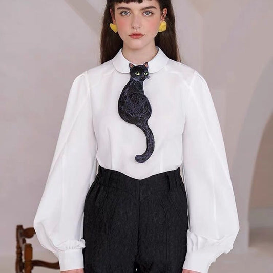 Corbatín Gato Negro Retro para Mujer - Diseño Vintage Minimalista - Image 2