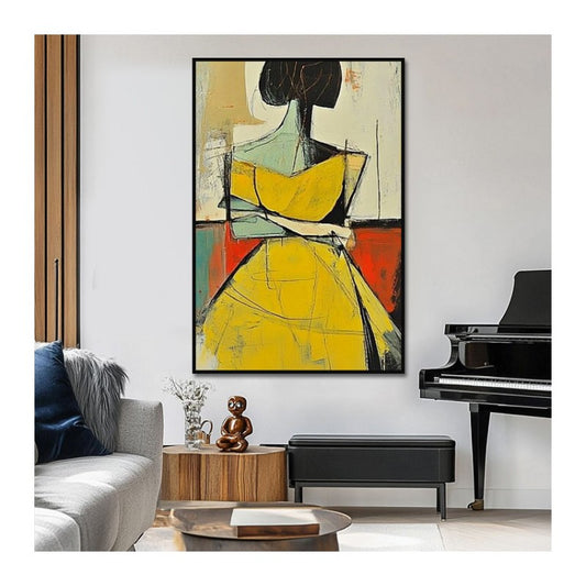 Cuadro Abstracto Mujer Pintura Hecha a Mano Textura Marrón Dorado Arte Vintage Wabi Sabi - Image 2