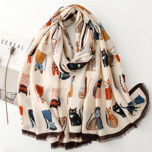 Bufanda Chal Mujer Gatito Cartoon - Abrigo Cálido y Versátil - Image 2
