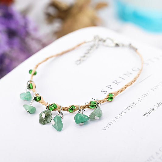 Pulsera Tejida en Rafia con Piedra Natural - Image 2