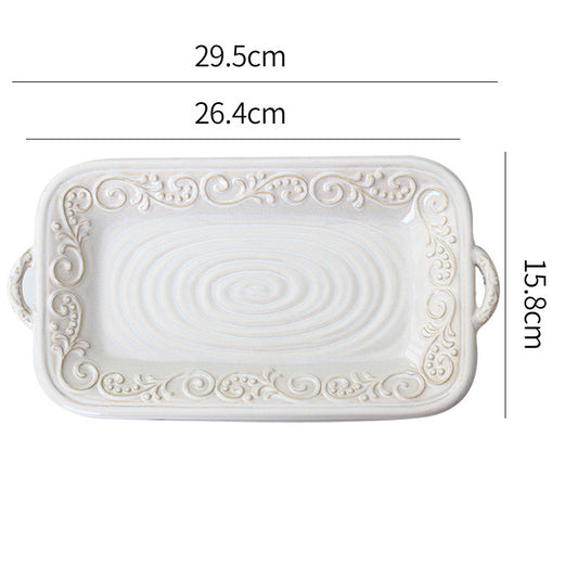 Plato de Cerámica Retro con Relieve Elegante para Comedor - Image 2