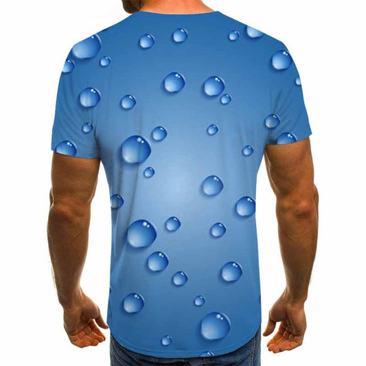 Playera Hombre Estampado Raindrop 3D Manga Corta Moda Trendy - Image 2