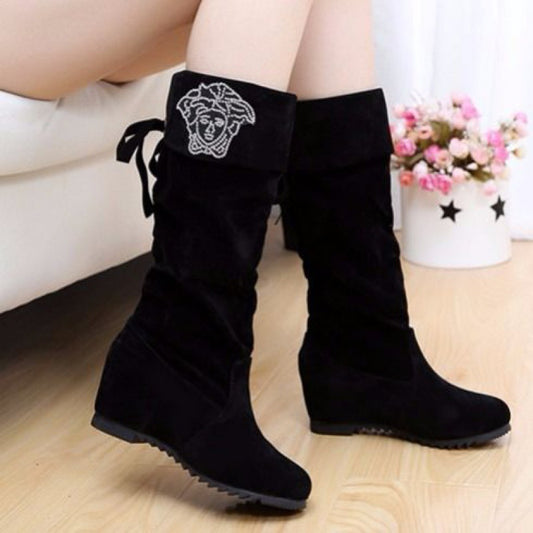 Botas Altas de Ante Nubuck con Cuña Interna y Suela Plana para Mujer - Image 2