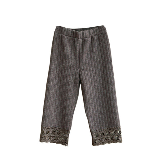 Pantalones Anchos con Encaje y Rayas - Image 2