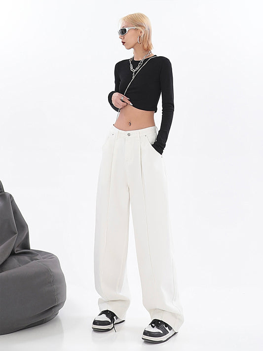 Pantalón Recto Cintura Alta Diseño Minimalista Tendencia Street Style - Image 2
