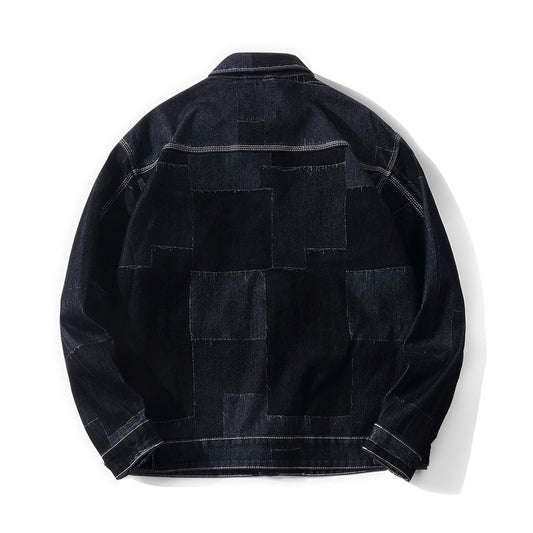 Chaqueta Denim Vintage con Paneles Texturizados para Hombre - Image 2