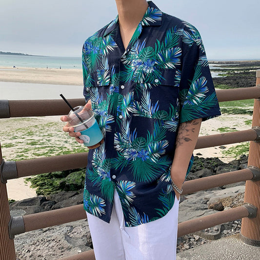 Camisa Floral Hawaiana Manga Corta Estilo Coreano Tendencia Ins - Image 2