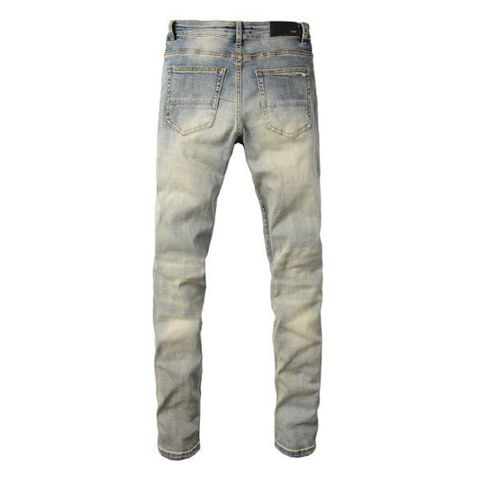 Pantalones Vaqueros Vintage Rotos para Hombre con Estampado de Gato y Parches - Image 2
