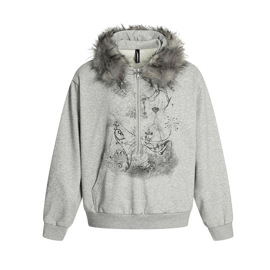Suéter Cardigan con Cuello de Piel y Cierre de Cremallera - Image 2