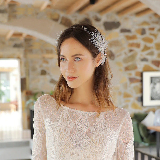 Diadema Tejida a Mano con Cristales para Novia - Image 2