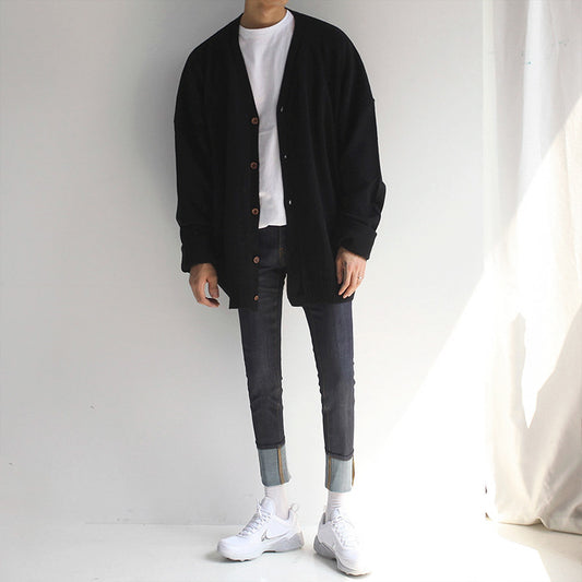 Chaqueta Suéter Hombre Cuello V Tejida Suelta y Cómoda - Image 2