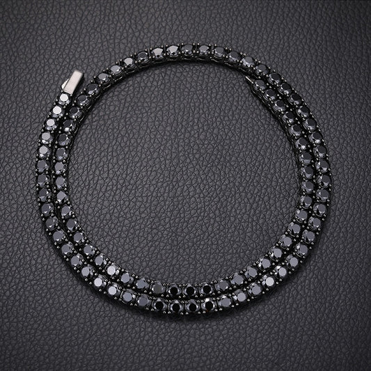 Cadena de Tenis Plata S925 Moissanita Negra - Collar Hip Hop para Hombre - Image 2