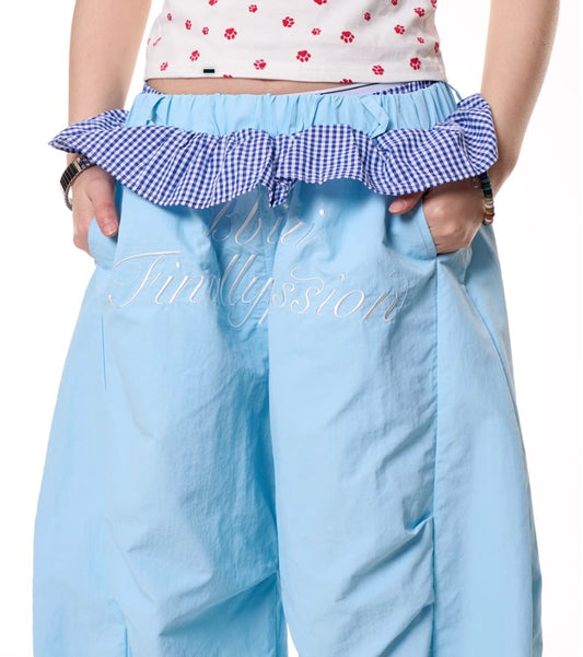Pantalones Anchos a Cuadros con Costuras Decorativas - Secado Rápido para Mujer - Image 2