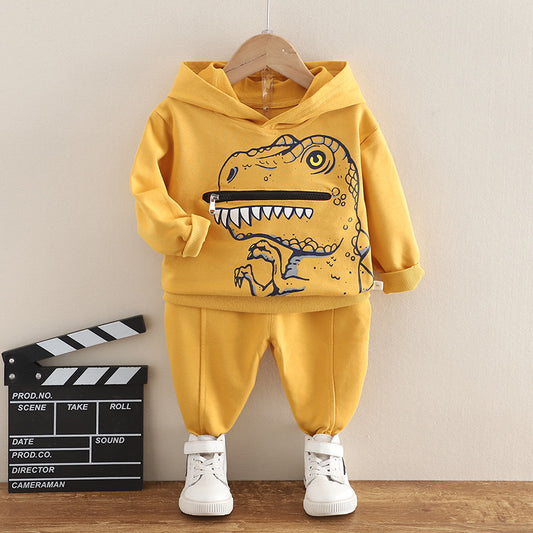 Conjunto de Sudadera con Capucha Dinosaurio para Niños - Algodón Otoño Dos Piezas - Image 2