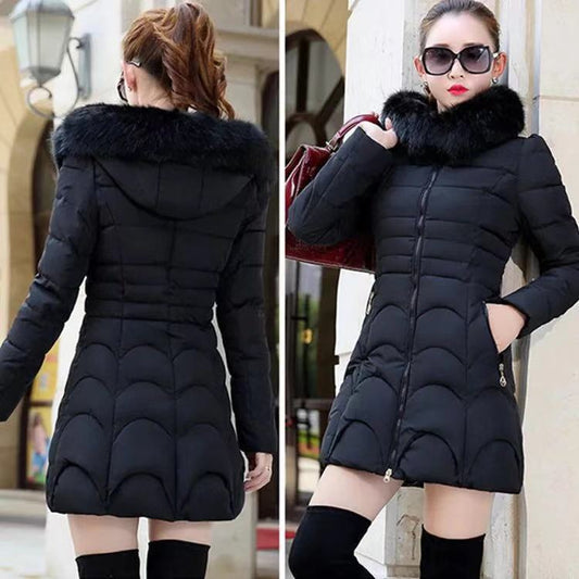 Abrigo Acolchado Slim Fit Invierno con Cuello de Pelaje Grande - Image 2