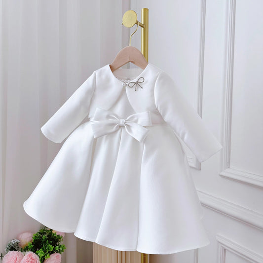Conjunto de Dos Piezas Estilo Coreano para Niña - Vestido Blanco Clásico - Image 2