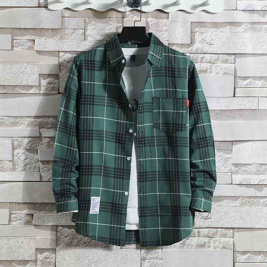 Camisa Cuadriculada Manga Larga Estilo Coreano Corte Relajado - Image 2