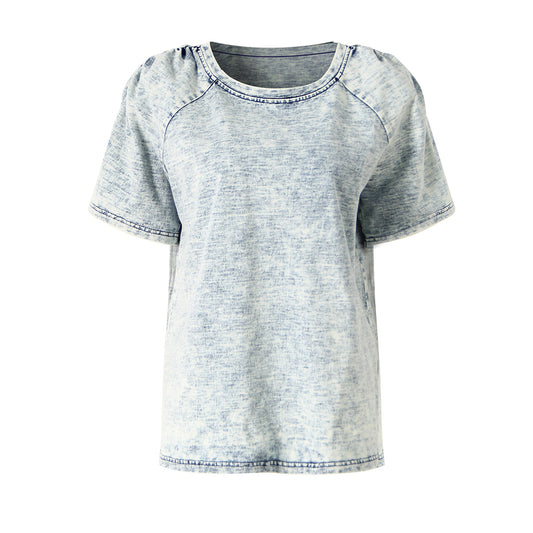 Camiseta de Mezclilla Tejida Lavada con Personalidad para Mujer - Image 2