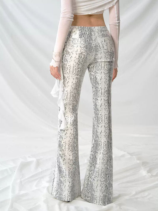 Pantalón Acampanado Cintura Baja con Estampado de Serpiente y Lentejuelas - Image 2