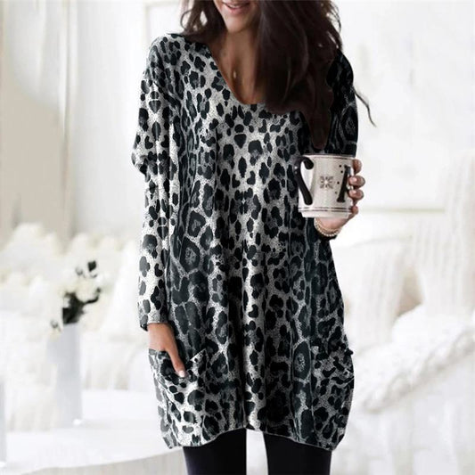Blusa Casual Estampado Leopardo de Manga Larga para Mujer - Image 2