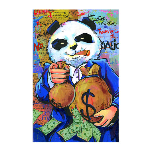 Cuadro Canvas Panda Morado - Arte Divertido con Bolsa de Dinero - Image 2